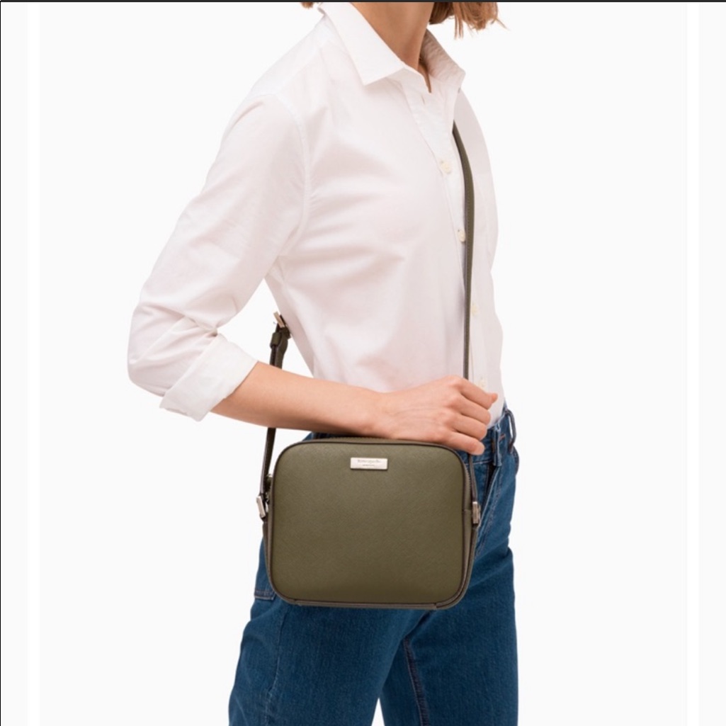 Kate Spade Genuine Leather Cammie Newbury Lane Crossbody Sapling (Dark Green)